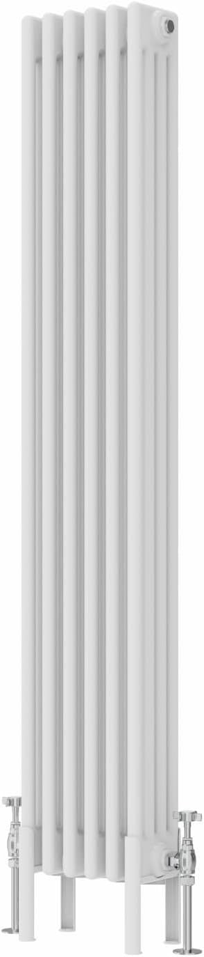 White Quadruple Column Vertical Radiator 1500x290mm Bathroom Kitchen