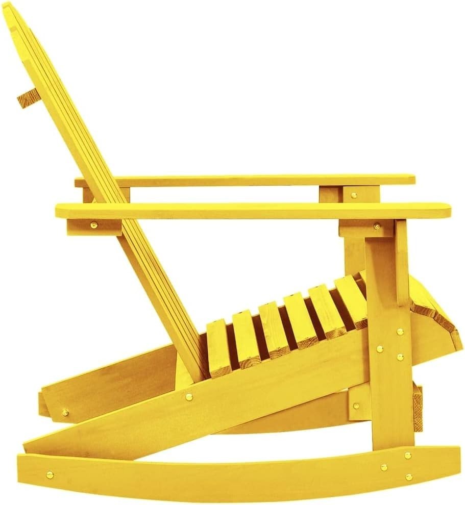 Yellow Outdoor Wooden Rocking Chair, Durable, Weatherproof, Indoor/Outdoor