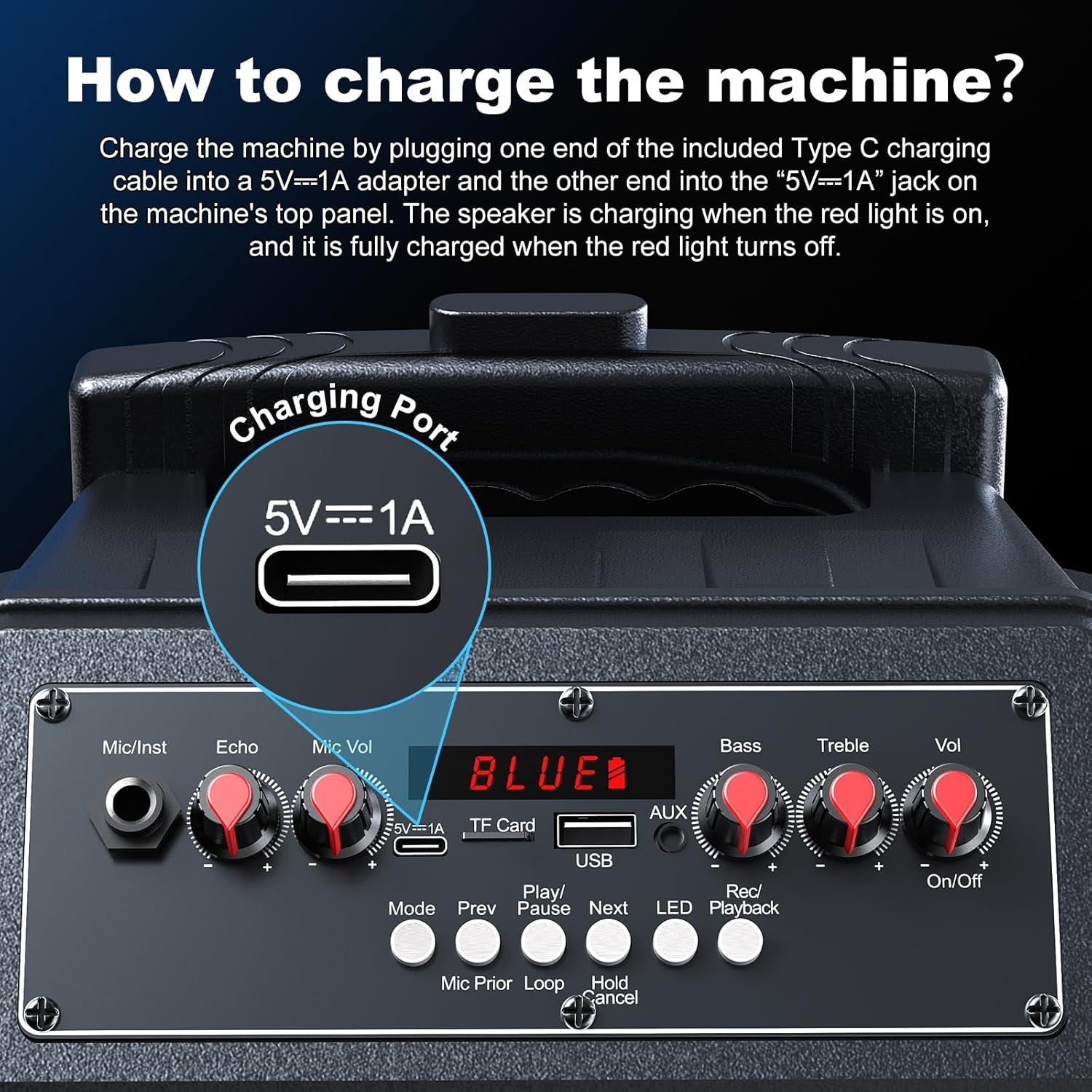 Portable Karaoke Machine 8800mAh Bluetooth PA Speaker