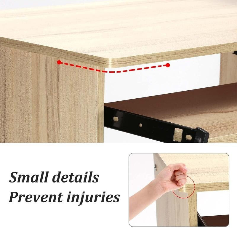 Compact Wooden Computer Desk 80cm with Keyboard Tray & Storage Shelves