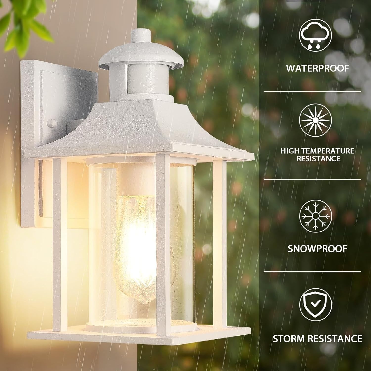 Outdoor Motion Sensor Wall Light Waterproof with Bulb, Aluminium Sconce