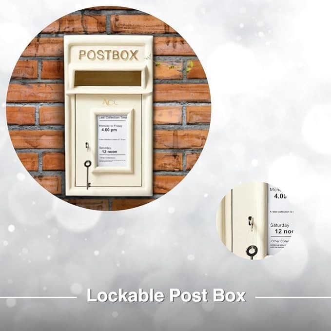 Lockable Cast Iron Wall Post Box – Weatherproof, Secure, Large Mail Slot