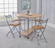 4-Piece Folding Dining Set Drop-Down Table and Chairs Oak Silver
