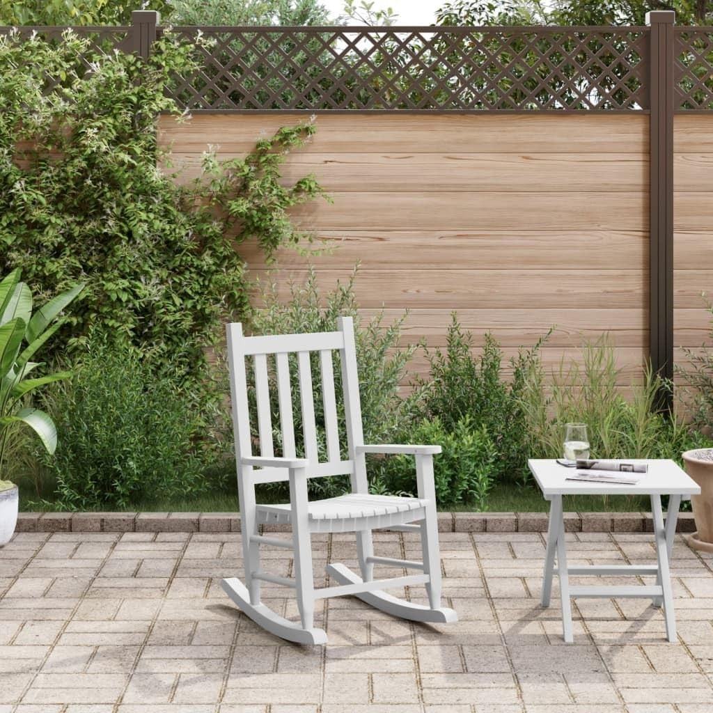 Rocking Chair for Kids Indoor/Outdoor - White Solid Wood, Safe & Durable