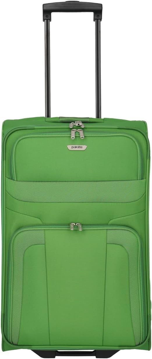 Medium Travel Suitcase Soft Shell 2 Wheel Trolley 63cm 58L Green