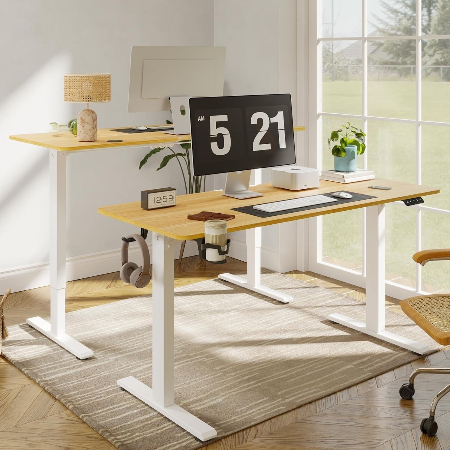 White Electric Standing Desk 110x60cm with Memory Control for Home Office