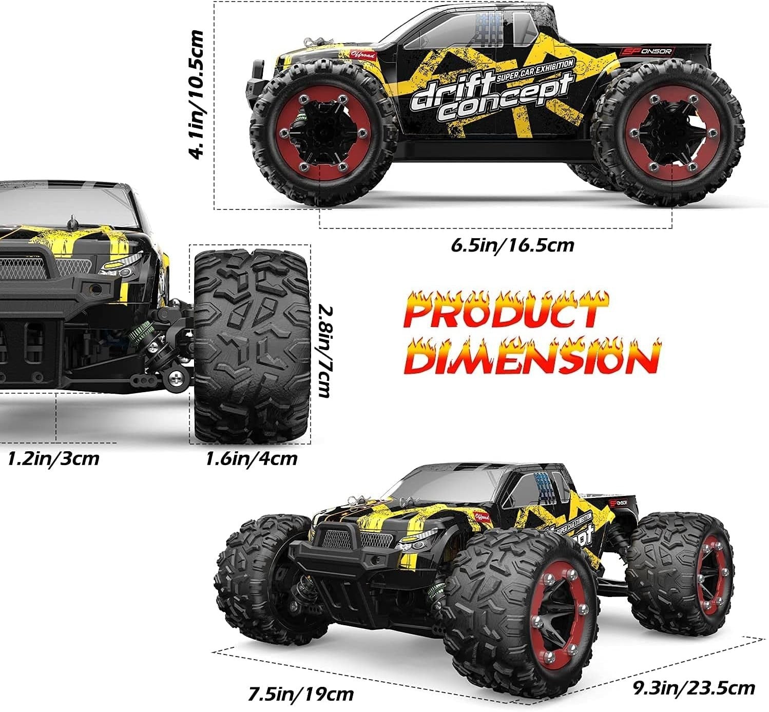 300E Brushless RC Car 37MPH 1:18 4WD Monster Truck – High-Speed Off-Road
