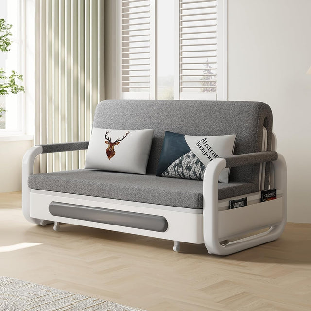 Convertible Sofa Bed Storage Futon Small Spaces Guest Room Grey Modern