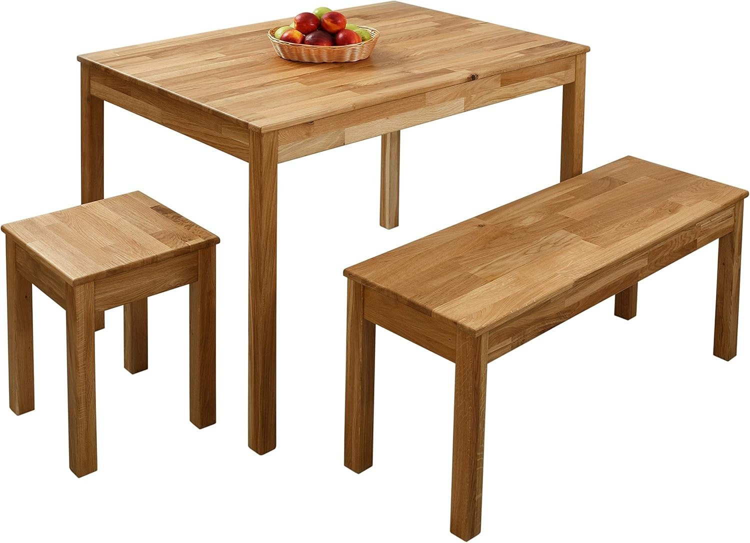 Oak Solid Wood Dining Bench Tomas - Durable Modern Wooden Seat 100x35x45cm