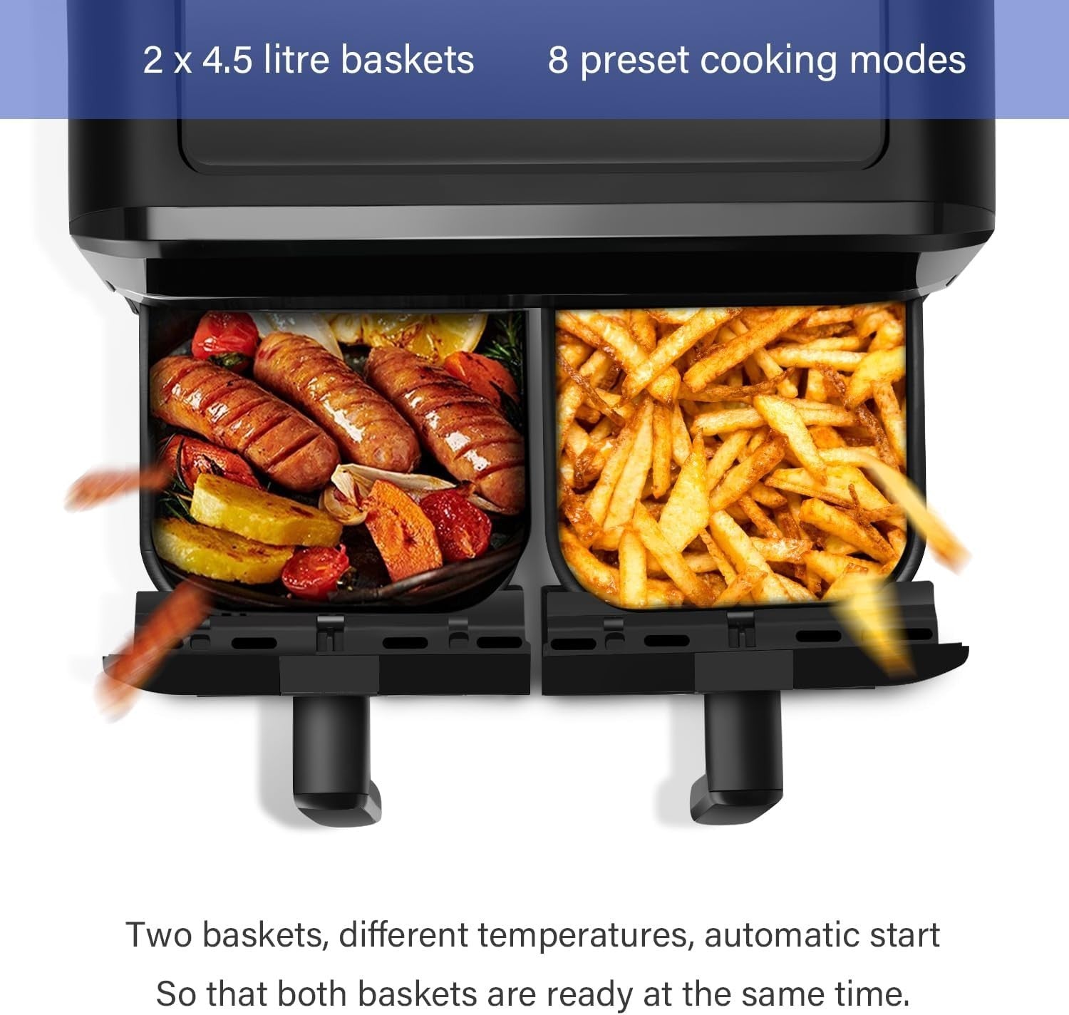 9L Dual Air Fryer XL 2-Drawer Oven | Window View | 8-in-1 Presets | Smart Touch