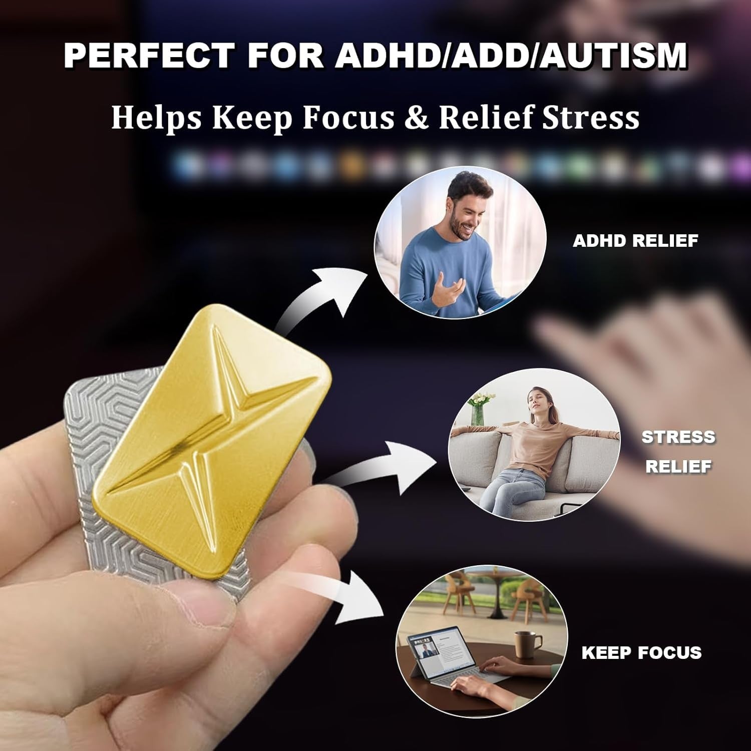 Gold Magnetic Fidget Slider Zinc Alloy Executive Stress Toy