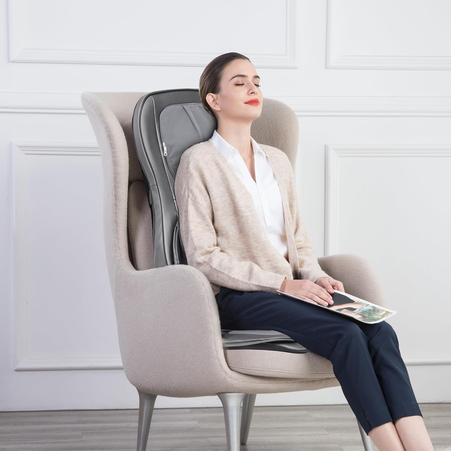 Shiatsu Back Massager with Heat Deep Tissue Kneading Full Back Chair Cushion