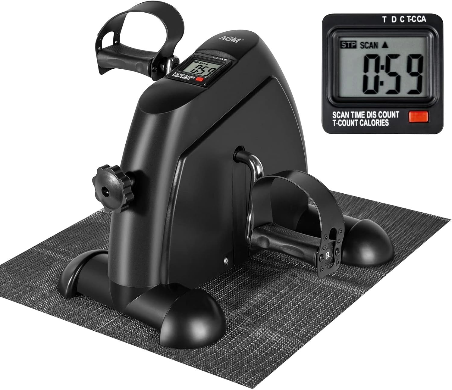 Under Desk Exercise Bike Pedal Trainer LCD Adjustable Resistance Mini