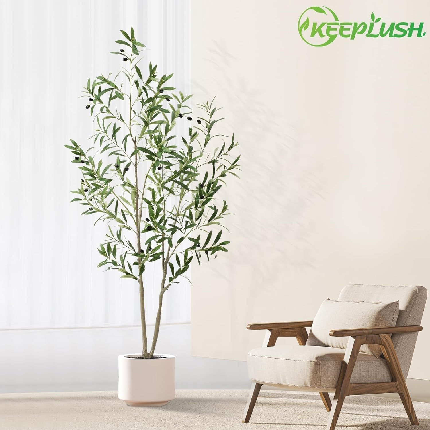 5ft Artificial Olive Tree 150cm, Lifelike Leaves & Fruits, Tall Faux Plant Decor