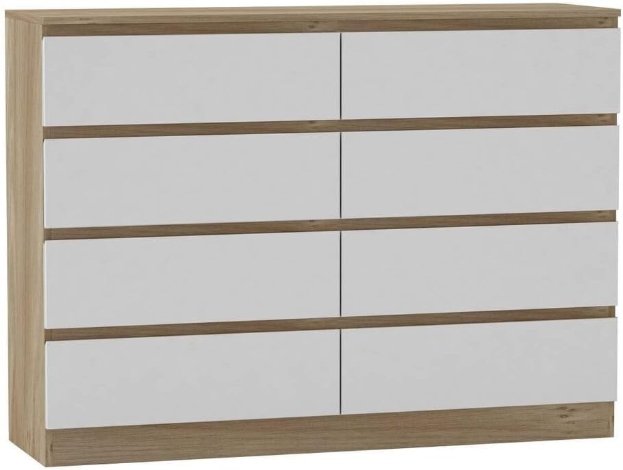 8 Drawer Chest Oak White Storage Cabinet for Bedroom Hallway Office