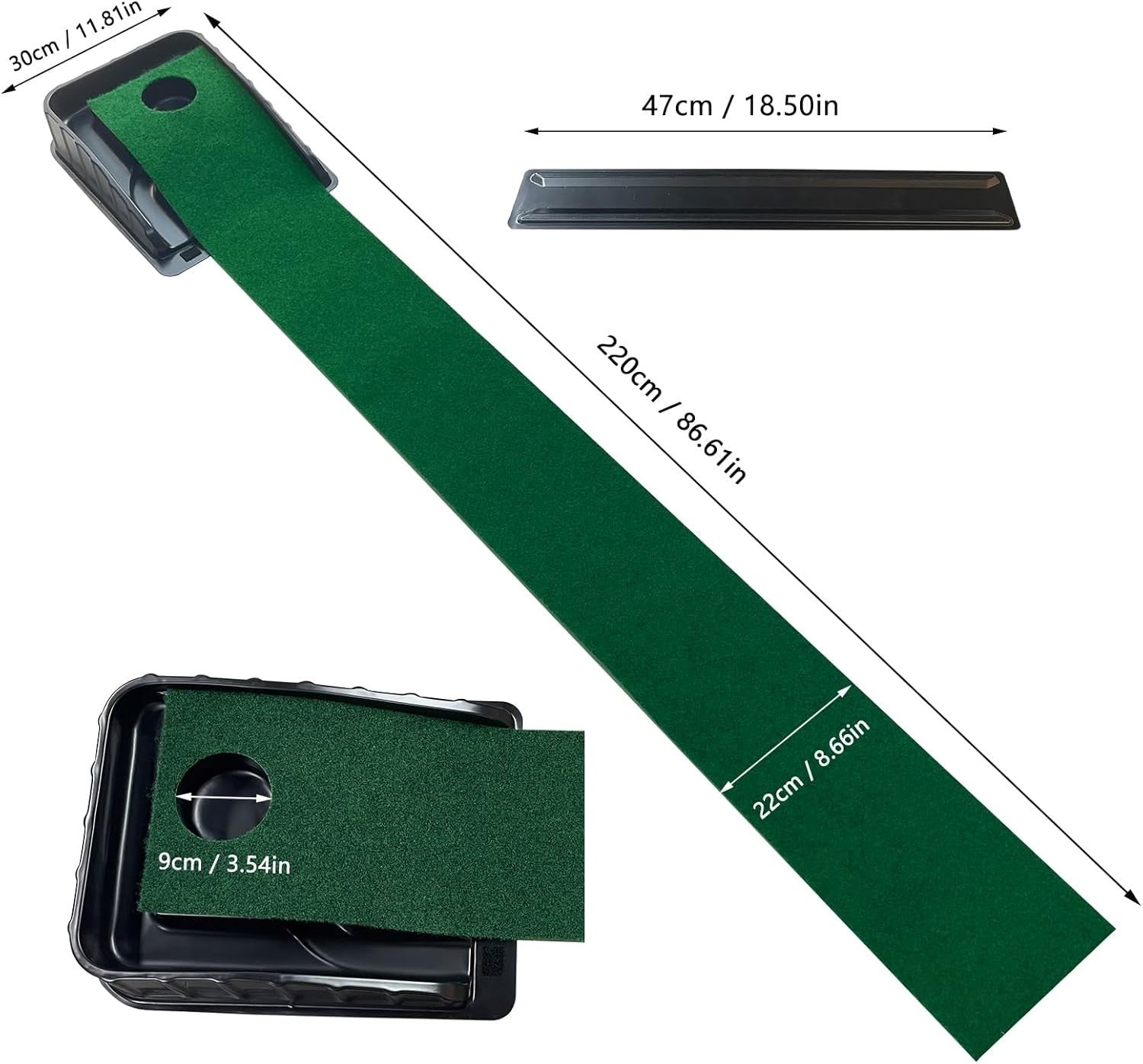 Golf Putting Mat 87" Indoor Practice Green Auto Ball Return Home Office