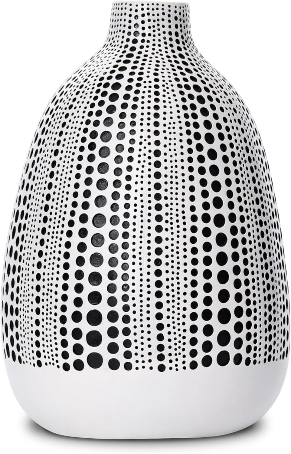 Modern Black White Textured Dot Vase Decorative Home Décor Ornament
