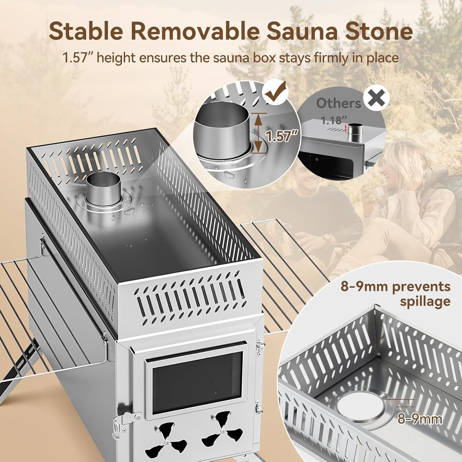 Rocket Sauna Hot Tent Stove w/ 8 Chimney Pipes – Portable Outdoor Heating & Cook