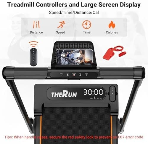 Foldable Under Desk Treadmill 12KM/H LED Remote Shock Absorb Orange