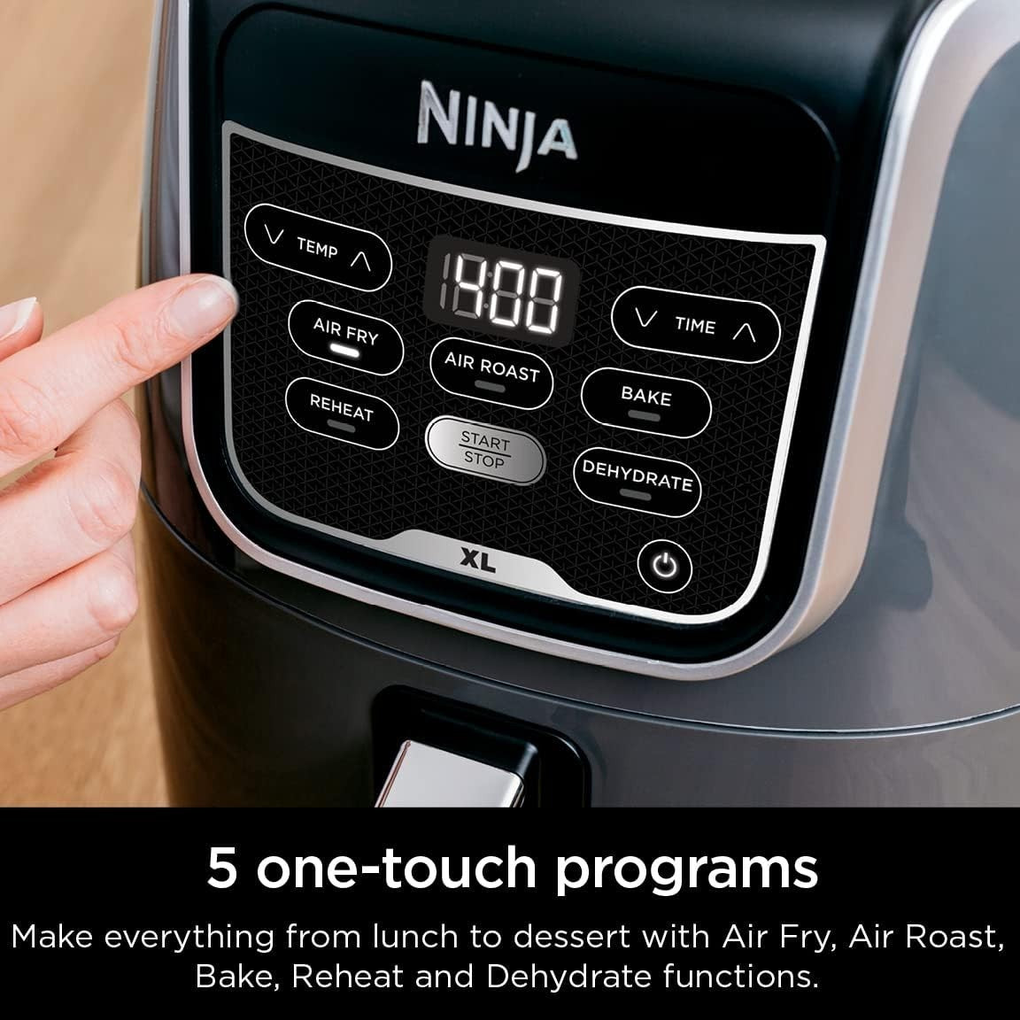 Max XL Air Fryer 5.5QT 6-in-1 Crisp Roast Bake Reheat Dehydrate Gloss Grey
