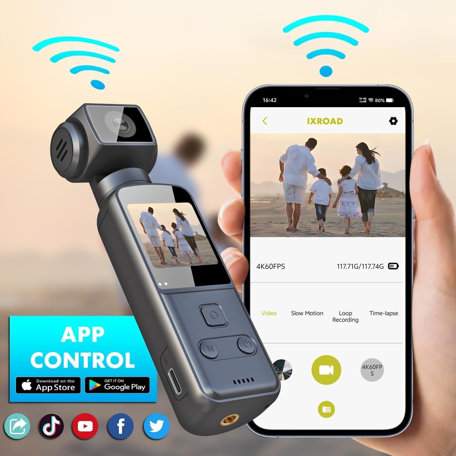 4K Pocket Vlog Camera Rotating Lens POV Body Cam w/64GB Mic