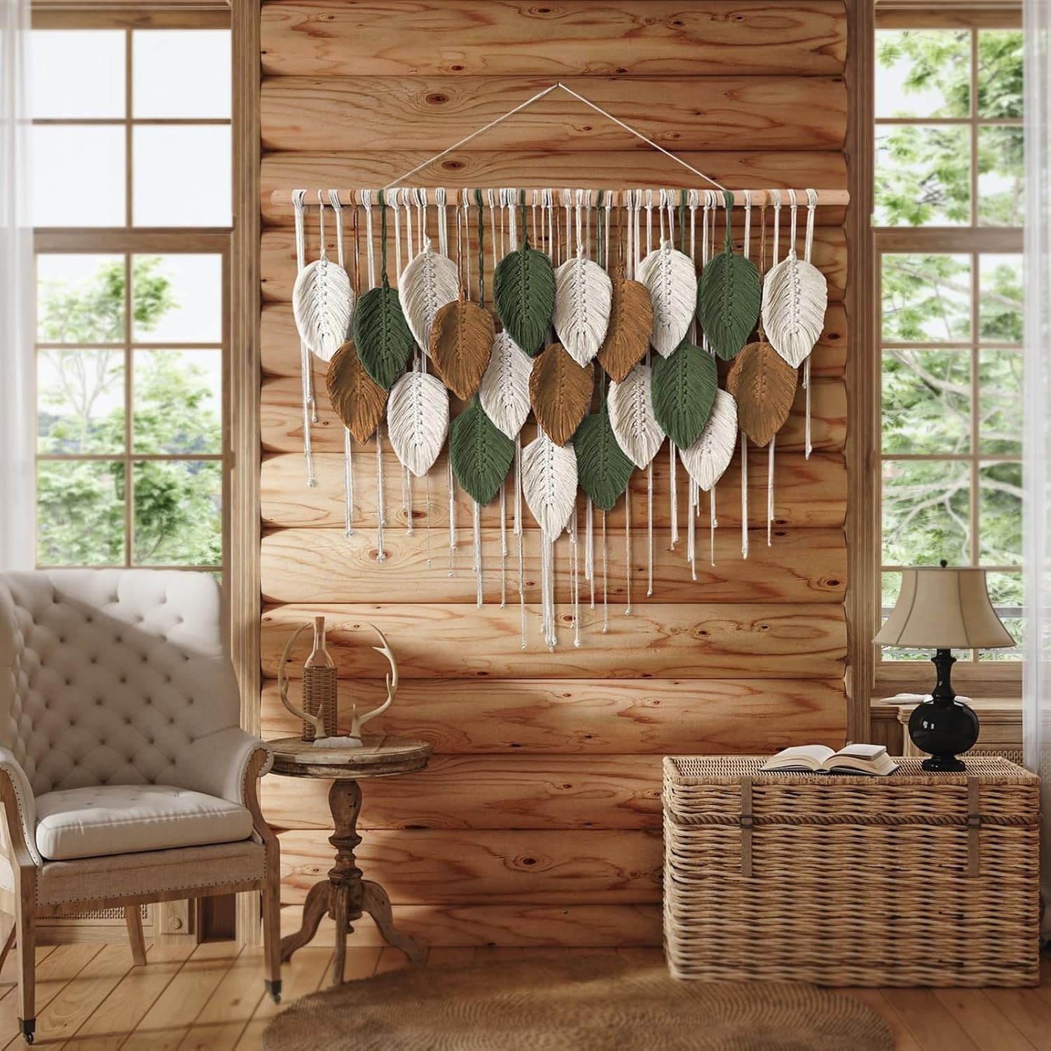 Large Macrame Wall Hanging Boho Leaf Woven Wall Decor Handmade