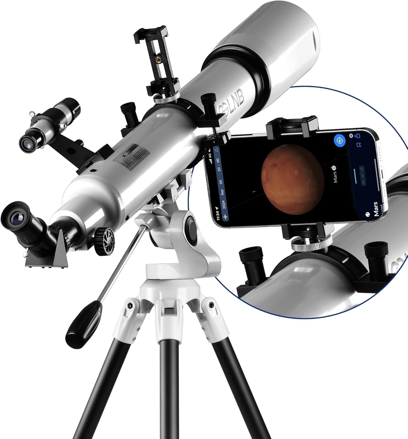 80mm Telescope for Astronomy with Smartphone Adapter & Adjustable Tripod