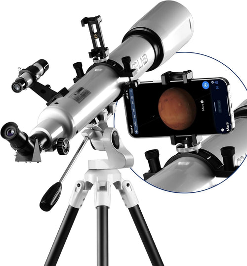80mm Telescope for Astronomy with Smartphone Adapter & Adjustable Tripod