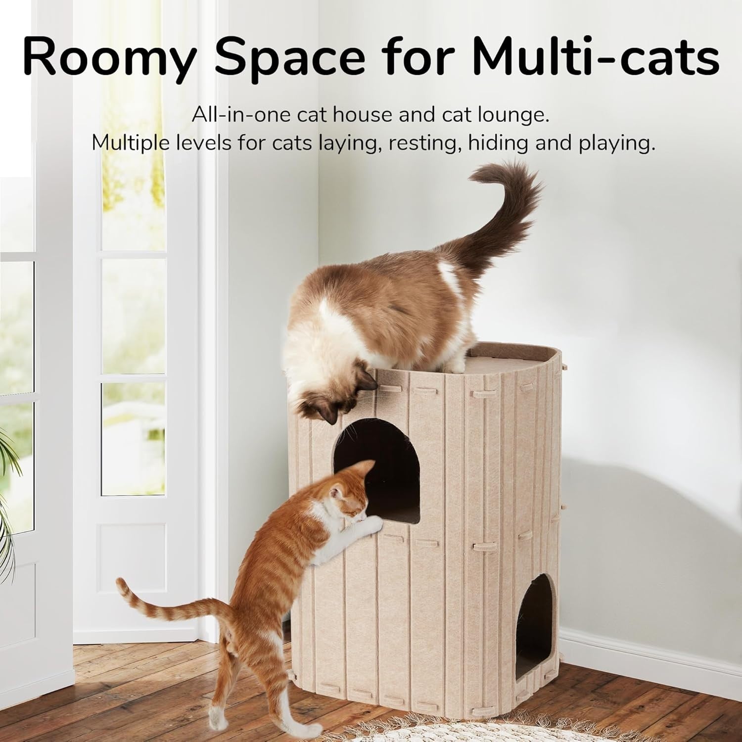 2 Storey Felt Cat House Large Cat Cave Condo Multi Cat Indoor Bed
