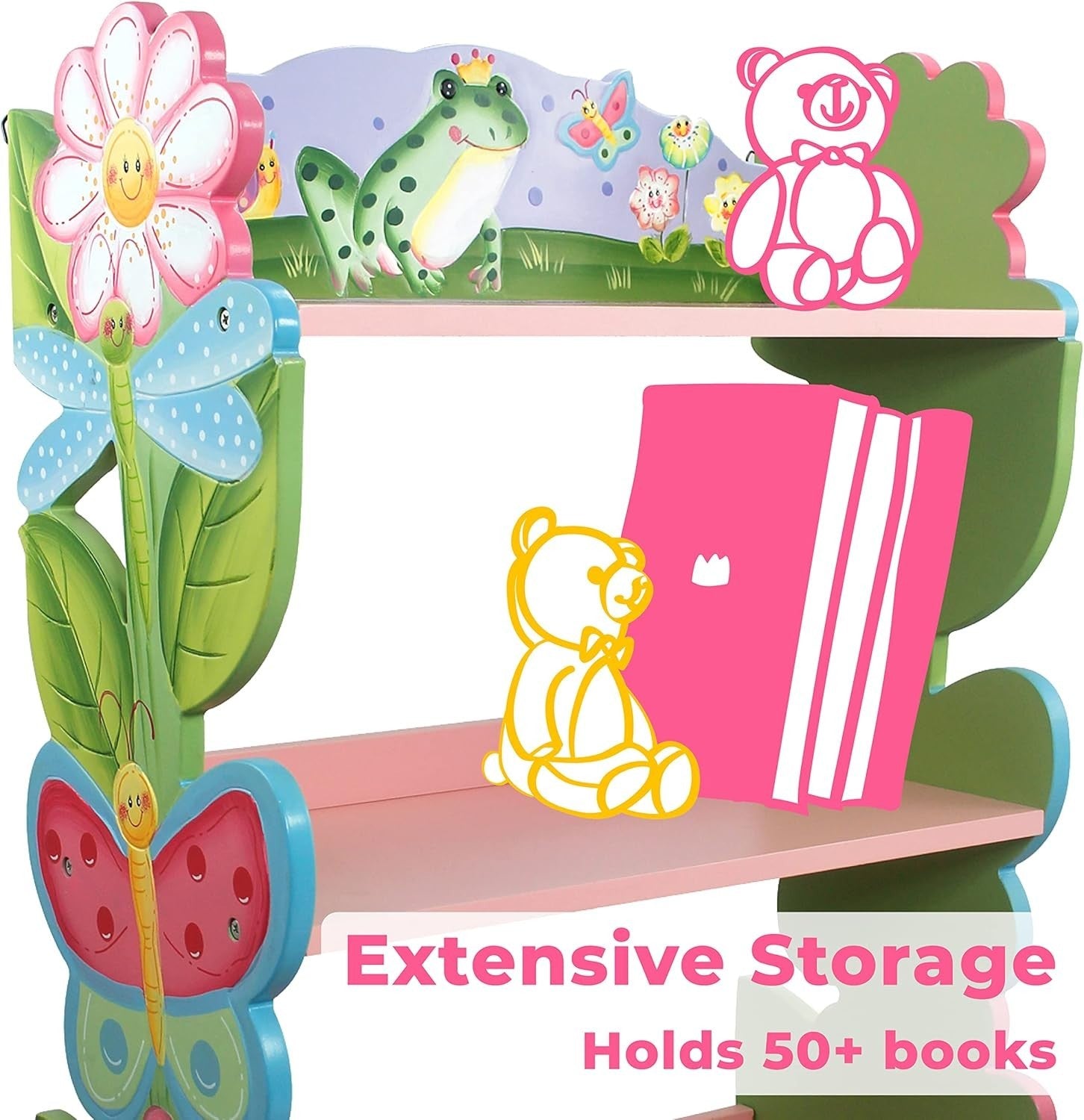 Kids Multi-Tier Wooden Bookshelf with 2 Storage Drawers – Magic Garden Design