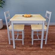 Grey & Pine 2 Seater Dining Table Set | Compact Kitchen Table with Chairs