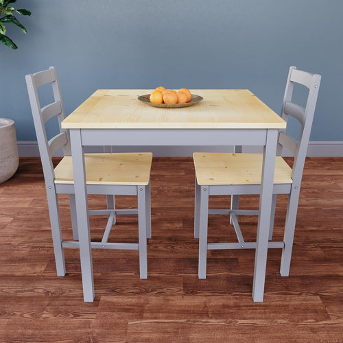 Grey & Pine 2 Seater Dining Table Set | Compact Kitchen Table with Chairs