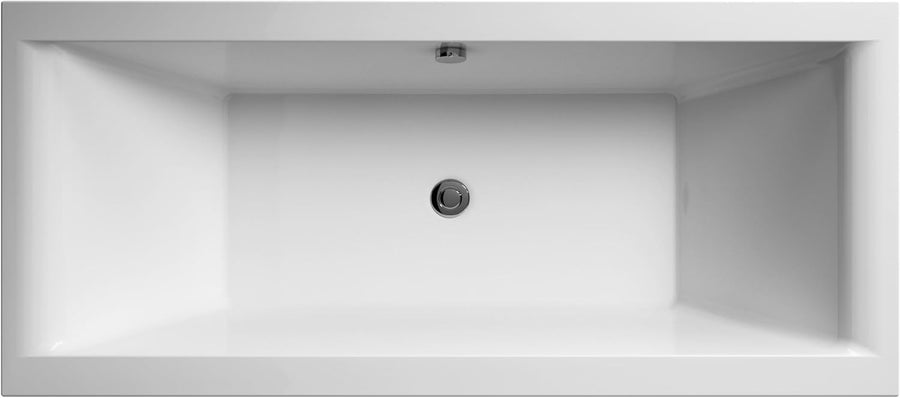 1700x700mm Square Double Ended Acrylic Shower Bath Gloss White with Legs
