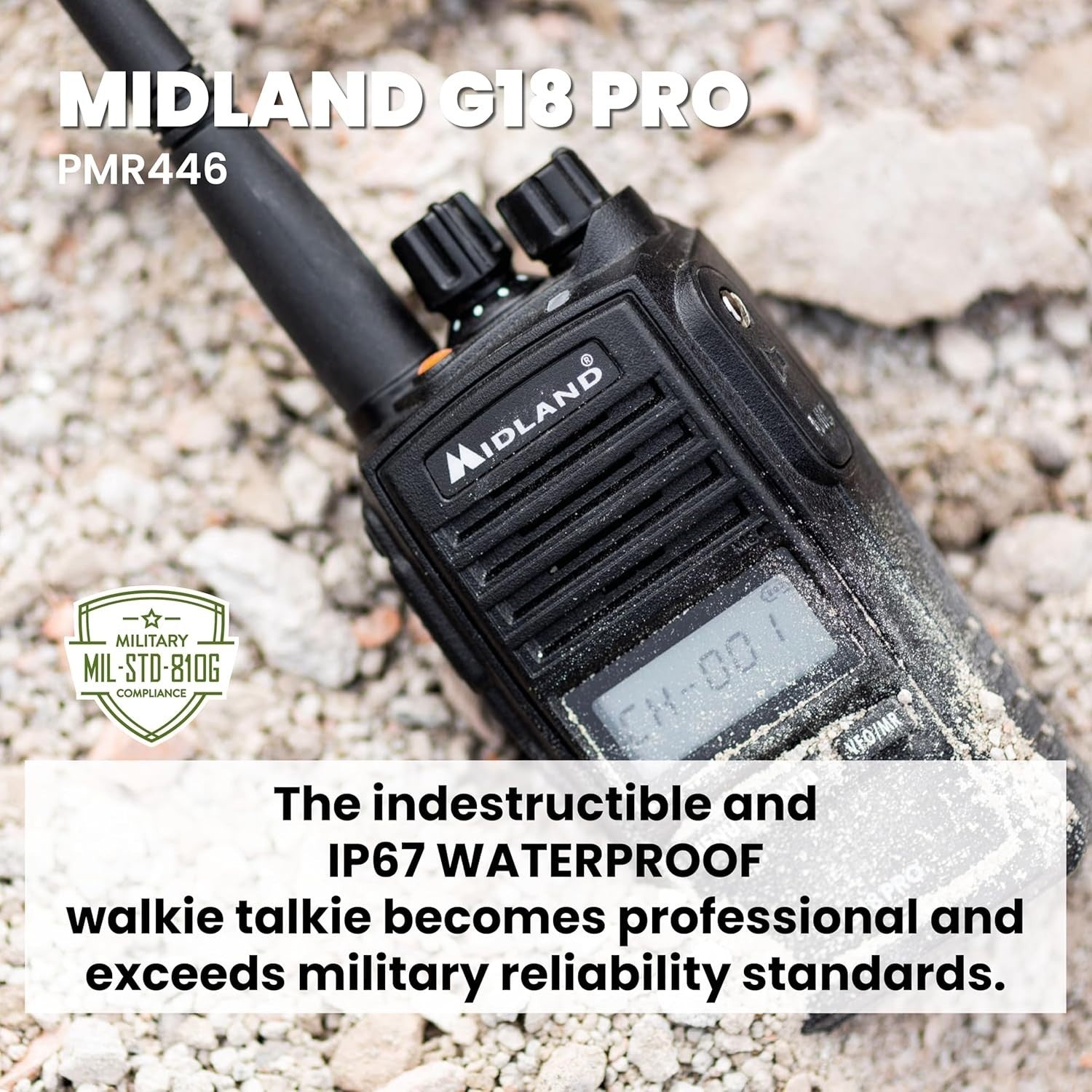 IP67 Waterproof Walkie Talkie 99 Channel PMR446 12Km Pro Radio