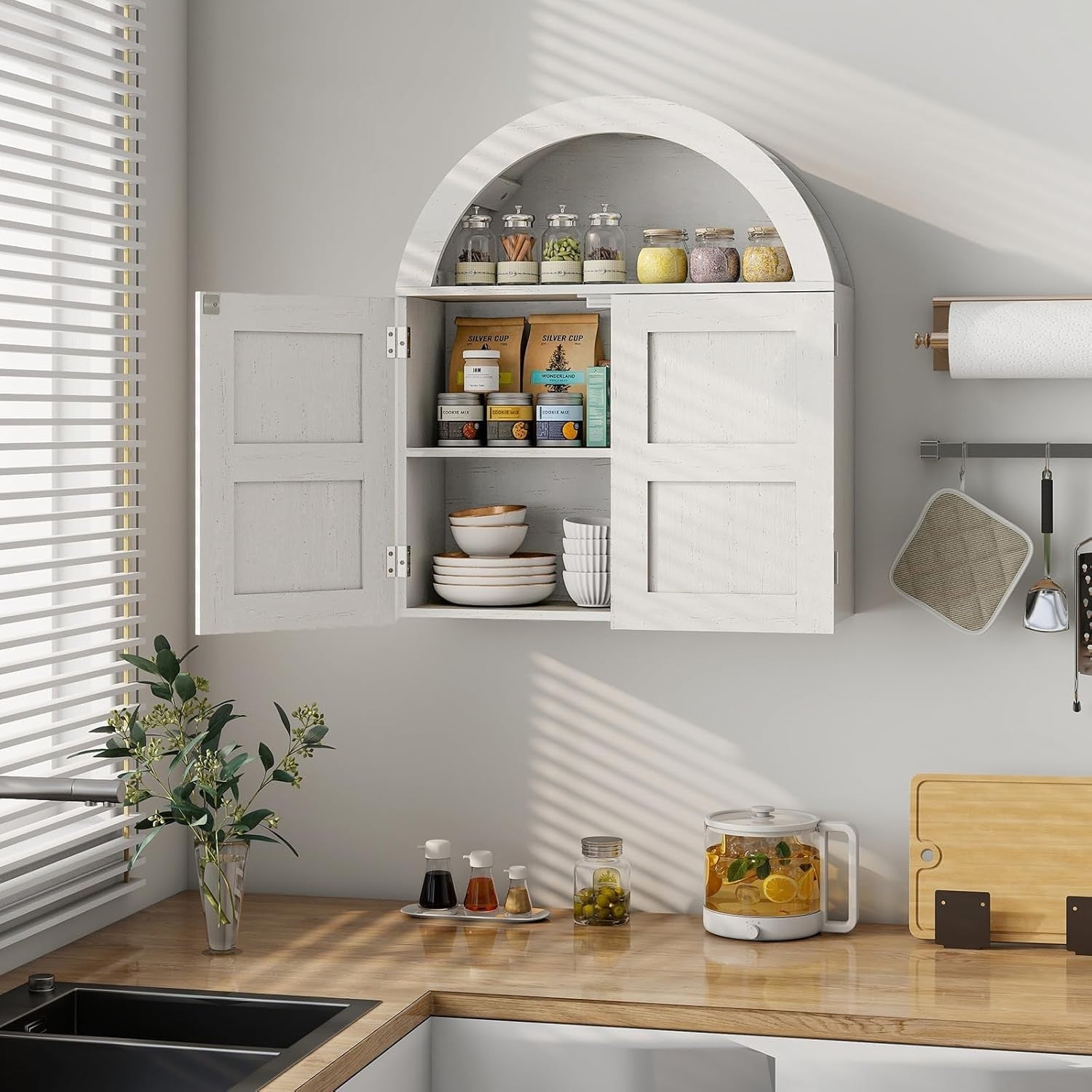 Large Bathroom Wall Cabinet with Adjustable Shelves & Magnetic Door, 60x72cm