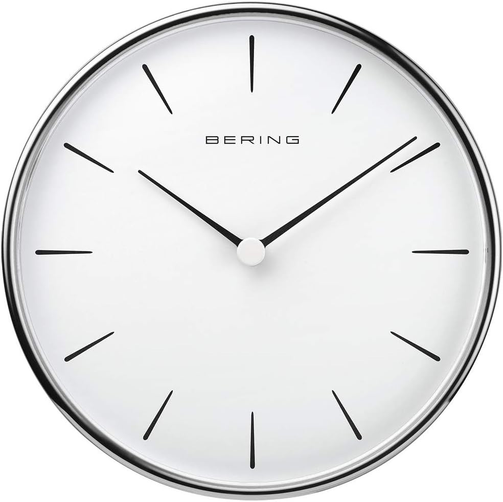 Silent Wall Clock Modern Nordic Silver 162mm Minimalist Battery Operated