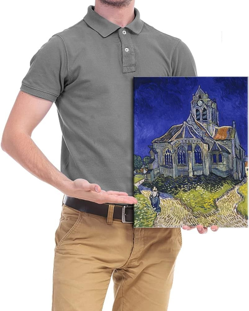 12"x16" Blue Church Canvas Wall Art – Vincent Van Gogh Style Print