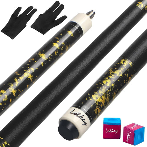 58in Maple Pool Cue 13mm Tip 19oz Linen Grip Set w Gloves Chalk