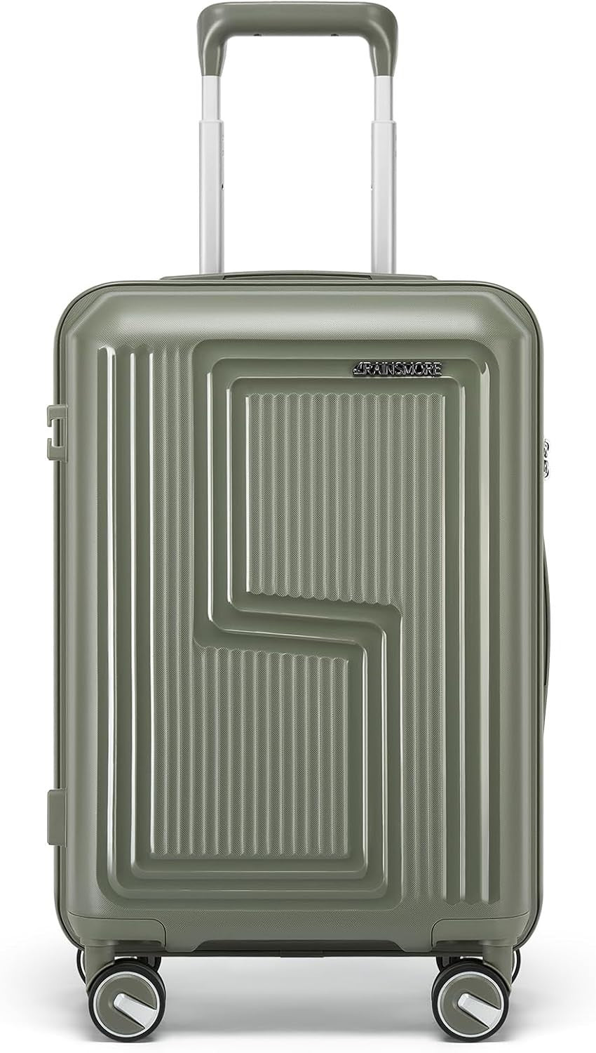 24” Medium Hard Shell Checked Suitcase PP Lightweight Spinner Wheels TSA Lock