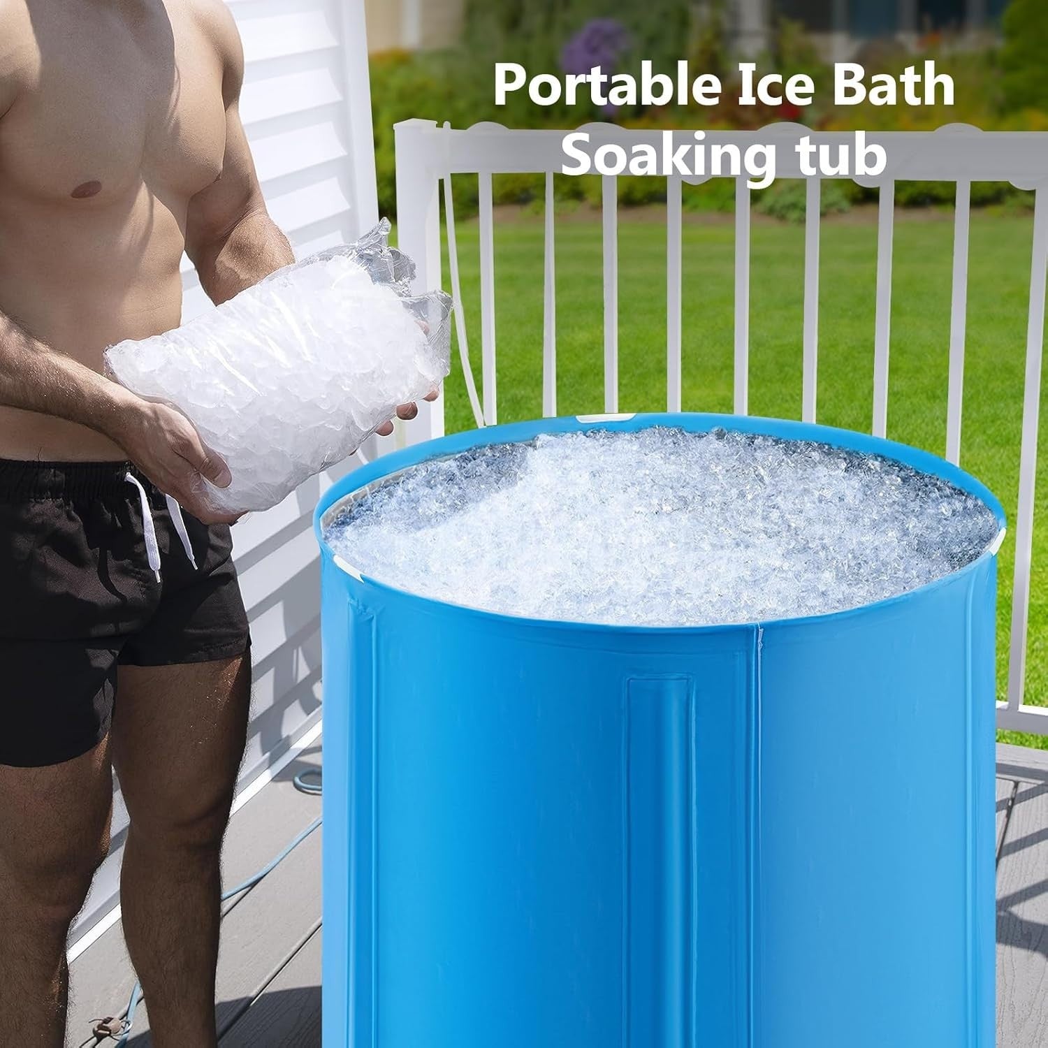 Portable Foldable Adult Bathtub 70x65cm Non-Inflatable Indoor & Outdoor Spa Tub