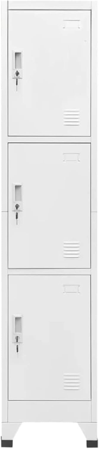 3 Door Metal Locker Cabinet Lockable Steel Storage Cupboard Office Gym 180cm