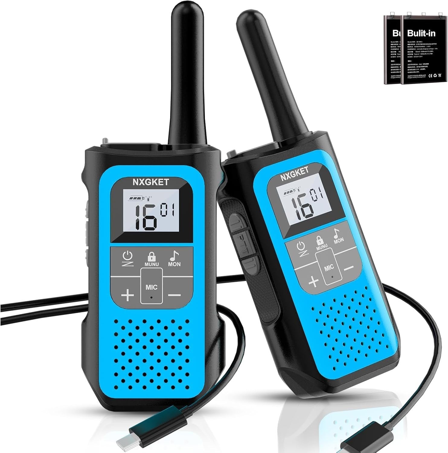 Rechargeable Walkie Talkies 2 Pack Long Range 5KM VOX 16 Channel Radio