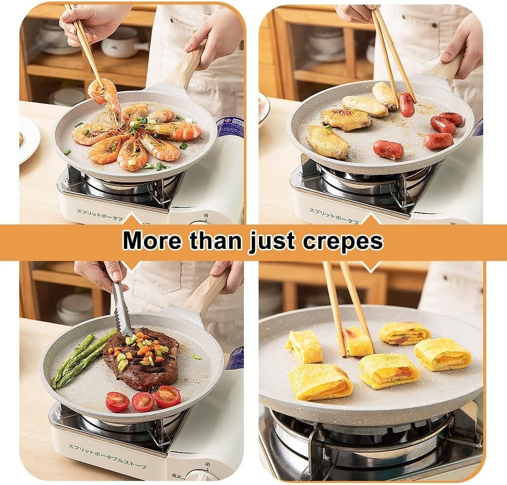 Non Stick Crepe Pan 20cm White Cast Pancake Skillet Induction Compatible