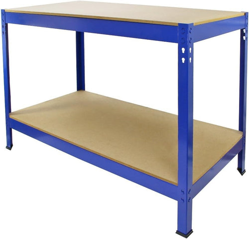 Heavy Duty Garage Workbench Metal Frame 2 Shelves 200kg Storage 100x60