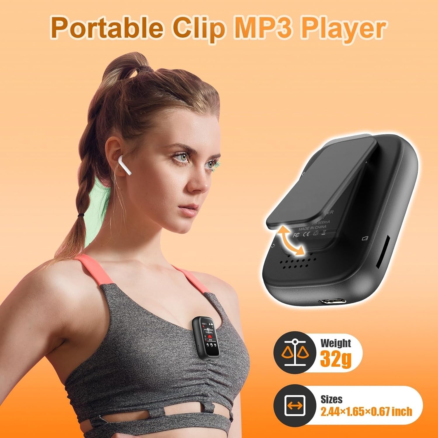 Kids MP3 Player Bluetooth 5.3 Touch Screen 512GB Black