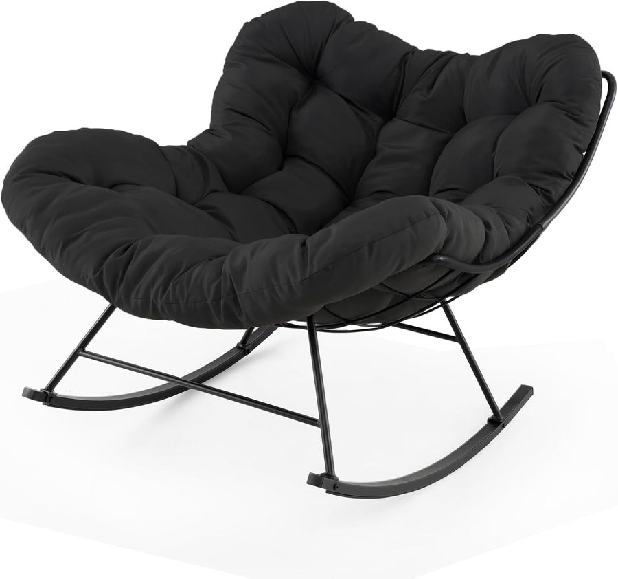 Oversized Egg Rocking Chair Outdoor Indoor Thick Cushion Comfy Seat