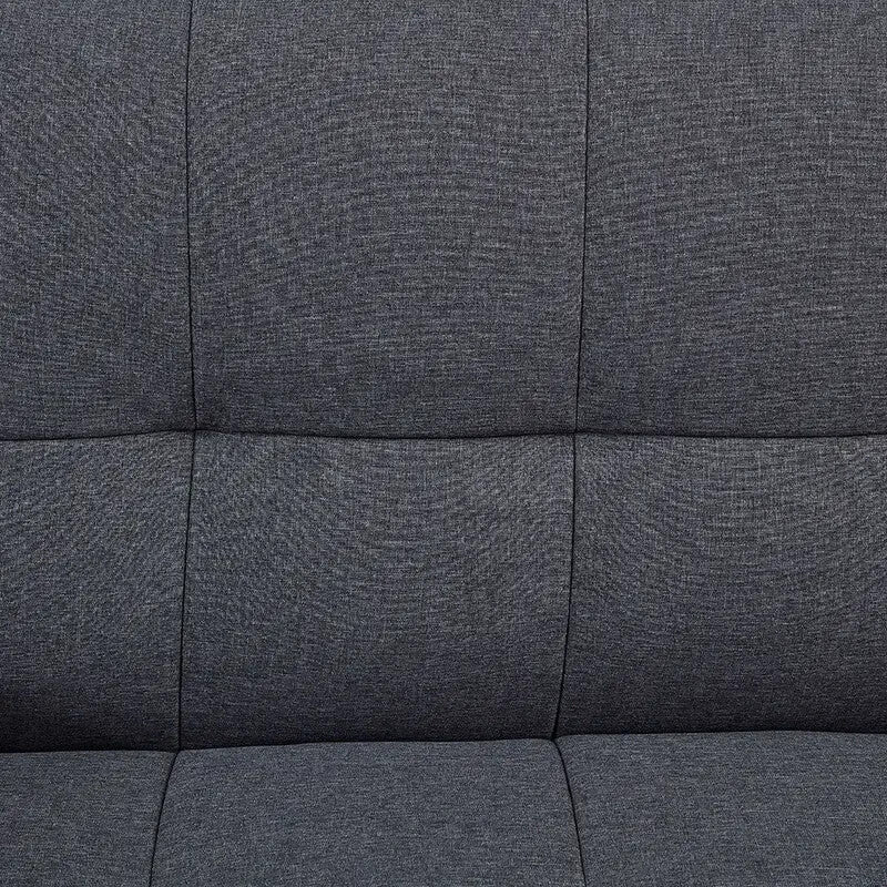 3 Seater Charcoal Sofa Bed Fabric Clic Clac Tufted Chrome Legs Modern Grey