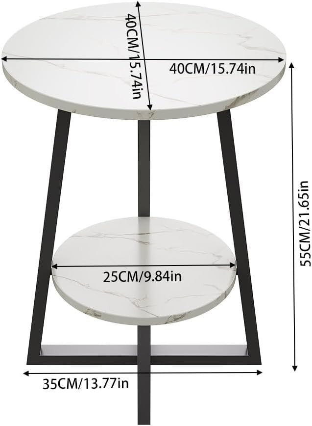 Small Round Coffee Table with 2 Storage Shelves – Slim, Sturdy & Modern
