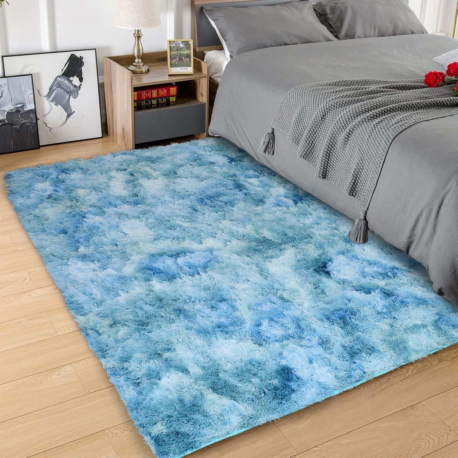 Teal Shaggy Rug 160x230cm Soft Thick Fluffy Non-Slip Large Bedroom Carpet