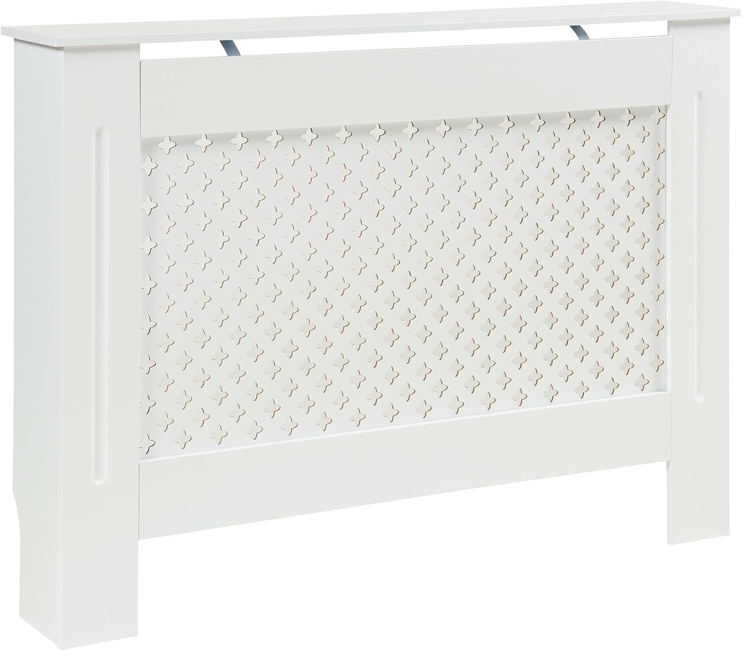 Medium White Radiator Cover 112cm Diamond Design MDF Cabinet for Living Room